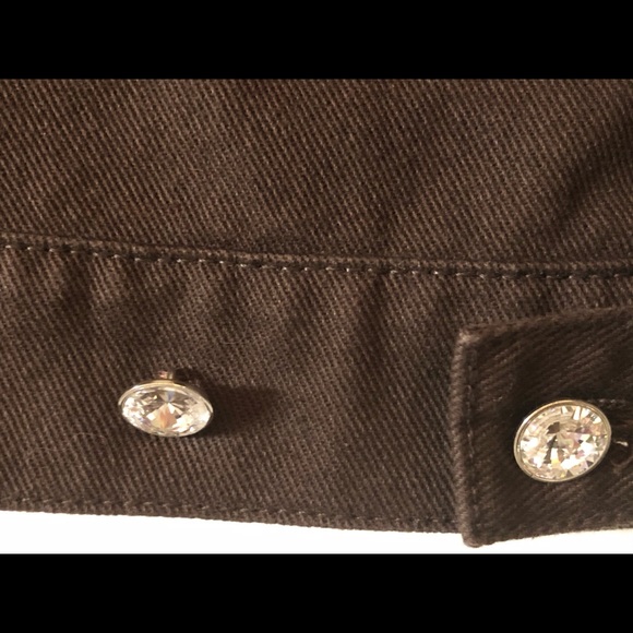 Christine Alexander Denim Jacket Sz L Rhinestone Crystal Button Up Brown - Picture 10 of 13